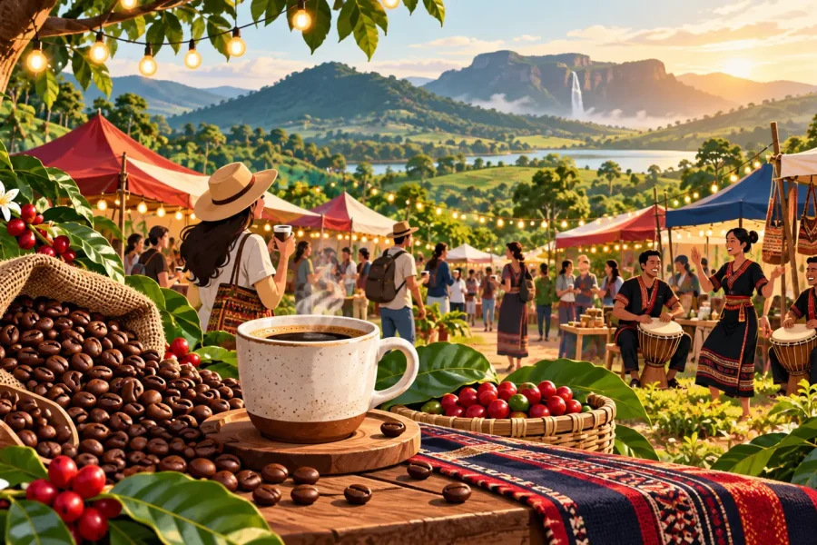 Đồ họa không khí lễ hội cà phê