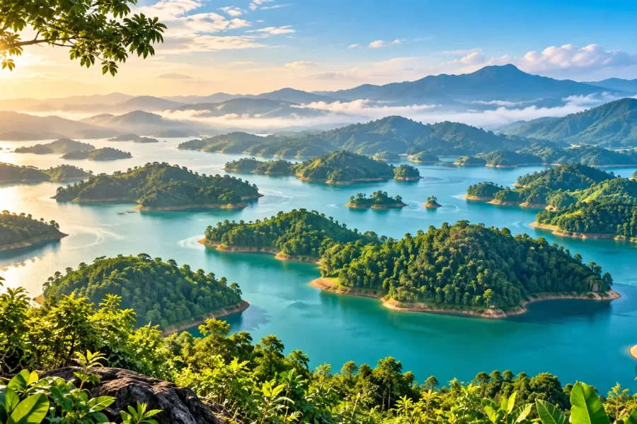 Đồ họa hồ và các đảo xanh Tà Đùng